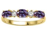 Tommaso Design™ Oval 5x3mm Simulated Alexandrite And Genuine Diamond Ring Band