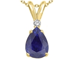Tommaso Design™ Pear Shape 8x6mm Genuine Sapphire and Diamond Pendant
