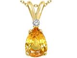 Tommaso Design™ Pear Shape 8x6mm Genuine Yellow Sapphire and Diamond Pendant