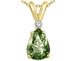 Tommaso Design™ Pear Shape 8x6mm Genuine Green Sapphire and Diamond Pendant