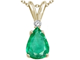 Tommaso Design™ Pear Shape 8x6mm Genuine Emerald and Diamond Pendant