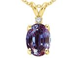 Tommaso Design™ Oval Simulated Alexandrite And Genuine Diamond Pendant