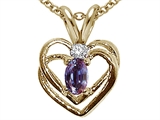Tommaso Design™ Oval 5x3 mm Simulated Alexandrite And Genuine Diamond Heart Pendant