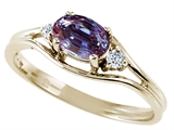 Tommaso Design™ Oval 6x4 mm Simulated Alexandrite And Genuine Diamond Ring