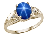 Tommaso Design™ Created Star Sapphire and Genuine Diamond Ring. Ring.
