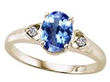 Tommaso Design™ Oval 7x5mm Genuine Tanzanite and Diamond Ring