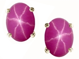 Tommaso Design™ Oval 8x6mm Created Star Ruby Earring Studs