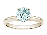 Tommaso Design™ 7mm Round Genuine Aquamarine Solitaire Engagement Ring
