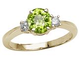 Tommaso Design™ Round 7mm Genuine Peridot and Diamond Engagement Ring