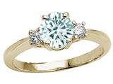 Tommaso Design™ Genuine Aquamarine and Diamond Engagement Ring