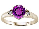 Tommaso Design™ Round Genuine Amethyst and Diamond Engagement Ring