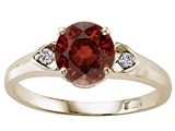 Tommaso Design™ Round Genuine Garnet and Diamond Engagement Ring