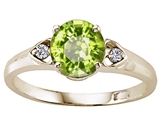 Tommaso Design™ Round 7mm Genuine Peridot and Diamond Engagement Ring
