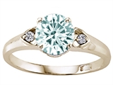 Tommaso Design™ Round Genuine Aquamarine and Diamond Engagement Ring