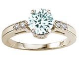 Tommaso Design™ Genuine Aquamarine and Diamond Engagement Ring