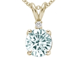 Tommaso Design™ Round 7mm Genuine Aquamarine and Diamond Pendant