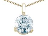 Tommaso Design™ Genuine Round Aquamarine Solitaire Pendant