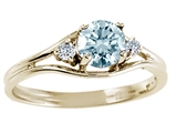 Tommaso Design™ Round Genuine Aquamarine and Diamond Ring
