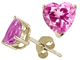 Tommaso Design™ Heart Shape 6mm Simulated Pink Topaz Earring Studs