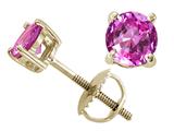 Tommaso Design™ Round 6mm Created Pink Sapphire Screw Back Earring Stud