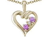 Tommaso Design™ Genuine Pink Sapphire and Diamond Heart Pendant