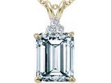 Tommaso Design™ Emerald Cut 10x8 mm Genuine Aquamarine and Diamond Pendant