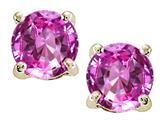 Tommaso Design™ Round 7mm Created Pink Sapphire Earring Stud