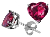 Tommaso Design™ Heart Shape 6mm Created Ruby Earring Studs