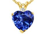 Tommaso Design™ 8mm Heart Shape Created Sapphire and Genuine Diamond Heart Pendant