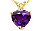 Tommaso Design™ 8mm Heart Shape Genuine Amethyst and Diamond Heart Pendant
