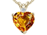 Tommaso Design™ 8mm Heart Shape Genuine Citrine and Diamond Heart Pendant