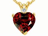 Tommaso Design™ 8mm Heart Shape Genuine Garnet and Diamond Heart Pendant
