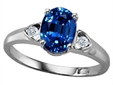 Tommaso Design™ Oval 8x6mm Created Sapphire and Genuine Diamond Ring