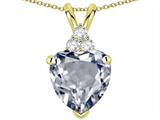 Tommaso Design™ Heart Shape 8mm Genuine Aquamarine and Diamond Pendant