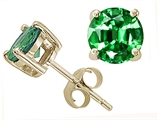 Tommaso Design™ Quality 7mm Round Simulated Emerald Earring Studs