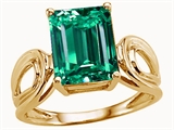 Tommaso Design™ Emerald Cut 10x8mm Simulated Emerald Solitaire Ring