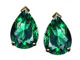 Tommaso Design™ Pear Shape 8x6mm Simulated Emerald Earring Studs