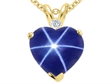 Tommaso Design™ Created Star Sapphire and Genuine Diamond Heart Pendant