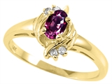 Tommaso Design™ Oval 5x3 mm Genuine Rhodolite and Diamond Ring