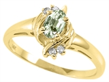 Tommaso Design™ Oval 5x3 mm Genuine Green Amethyst and Diamond Ring