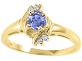 Tommaso Design™ Round 4mm Genuine Tanzanite and Diamond Ring