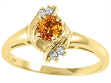 Tommaso Design™ Round 4mm Genuine Citrine and Diamond Ring