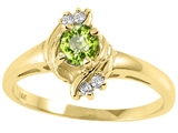 Tommaso Design™ Round 4mm Genuine Peridot and Diamond Ring