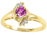 Tommaso Design™ Round 4mm Genuine Pink Tourmaline and Diamond Ring