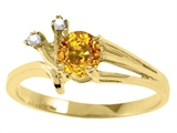 Tommaso Design™ Round 5mm Genuine Yellow Sapphire and Diamond Ring