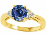 Tommaso Design™ Created 7mm Sapphire and Diamond Engagement Ring