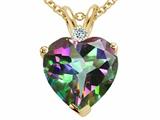 Tommaso Design™ 8mm Heart Shape Rainbow Mystic Topaz and Genuine Diamond Heart Pendant