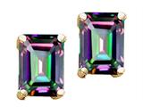 Tommaso Design™ Emerald Cut Rainbow Mystic Topaz Earring Studs