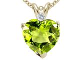 Tommaso Design™ Genuine 8mm Peridot and Diamond Heart Pendant