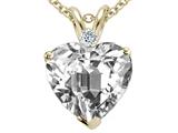 Tommaso Design™ 8mm Heart Shape Genuine White Topaz and Diamond Heart Pendant
